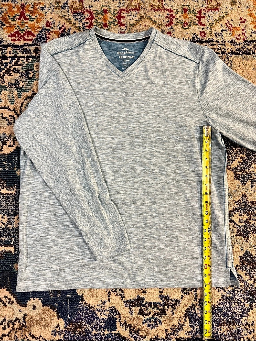 Tommy Bahama IslandZone cool blue Men's Long Sleeve V-Neck Gray Size XL